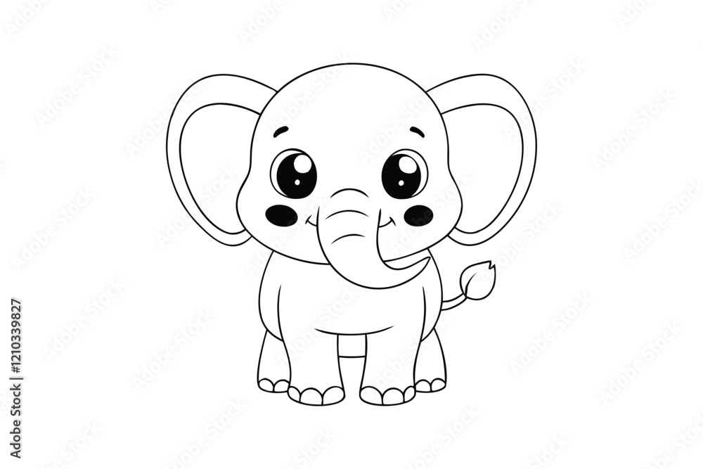 Fototapeta premium Cute kawaii Elephant cartoon character art vector illustration
