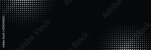Halftone gradient. Dotted gradient, smooth dots spraying and halftones dot background seamless horizontal geometric pattern vector template set.