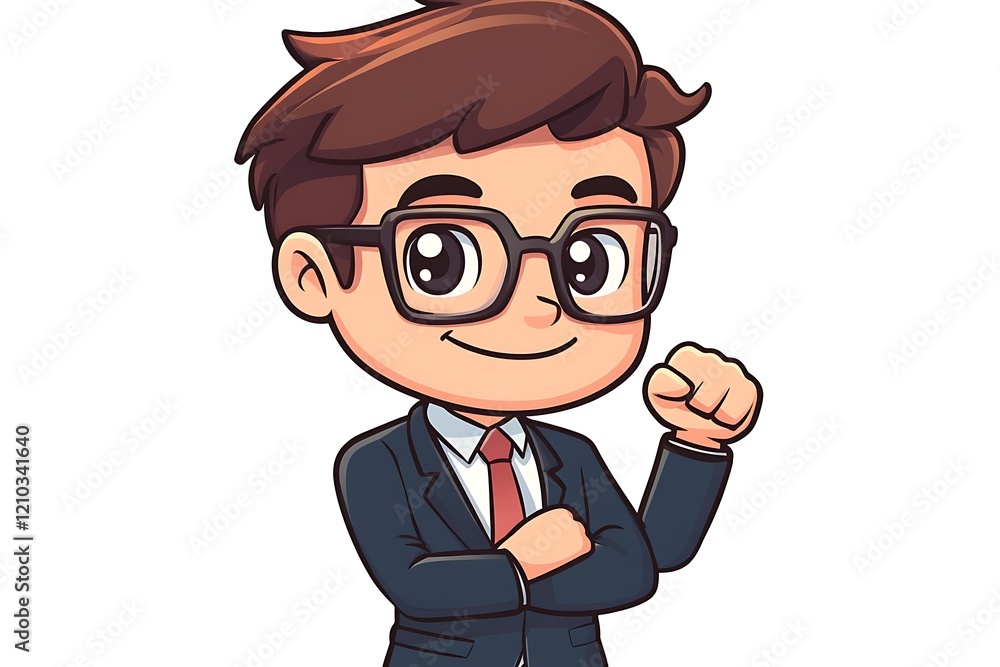 Cute Businessman Illustration Positive and Determined Cute Businessman Illustration Positive and Determined