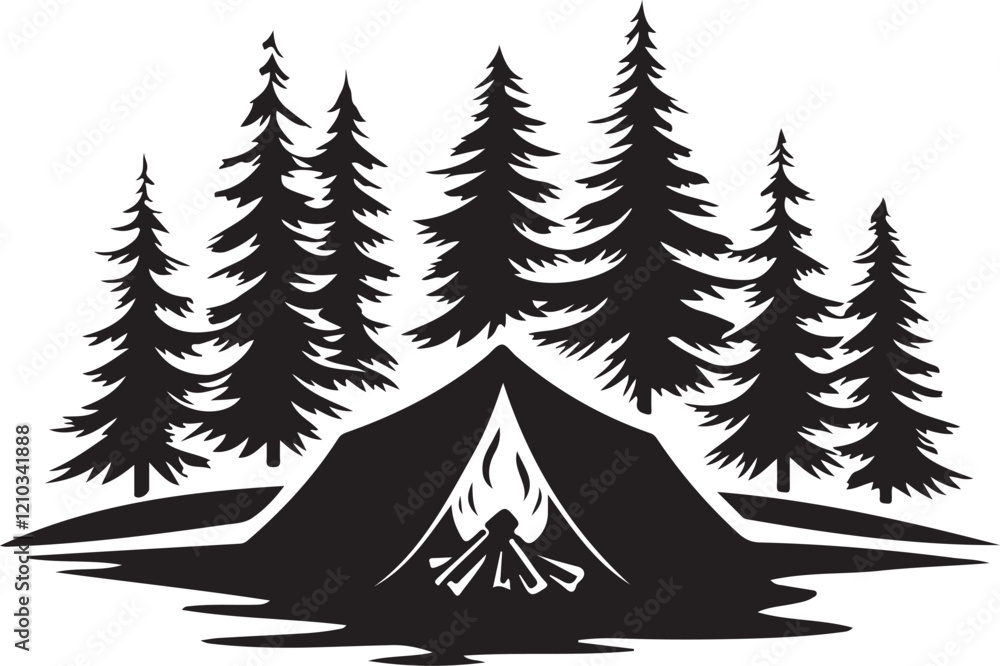 Obraz premium Camping silhouette element, Camping vector illustration design.