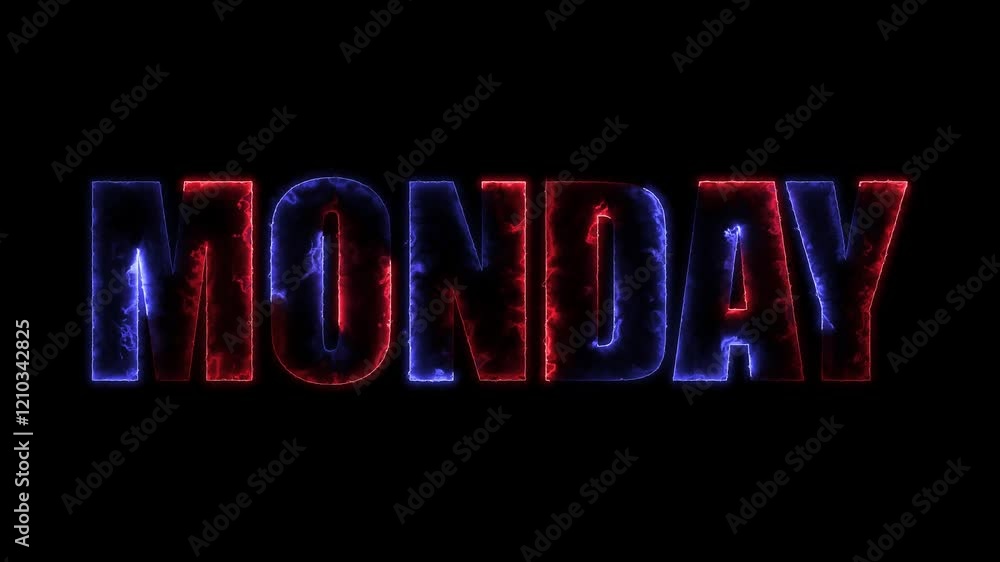 Glowing neon lines MONDAY text animation on black background. Seamless loop. Neon MONDAY neon sign animation. luxury MONDAY text animation. Glowing neon lines MONDAY text animation on black background. Seamless loop. Neon MONDAY neon sign animation. luxury MONDAY text animation.