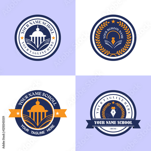 University college school badge logo design vector  Education badge logo design. University high school emblem