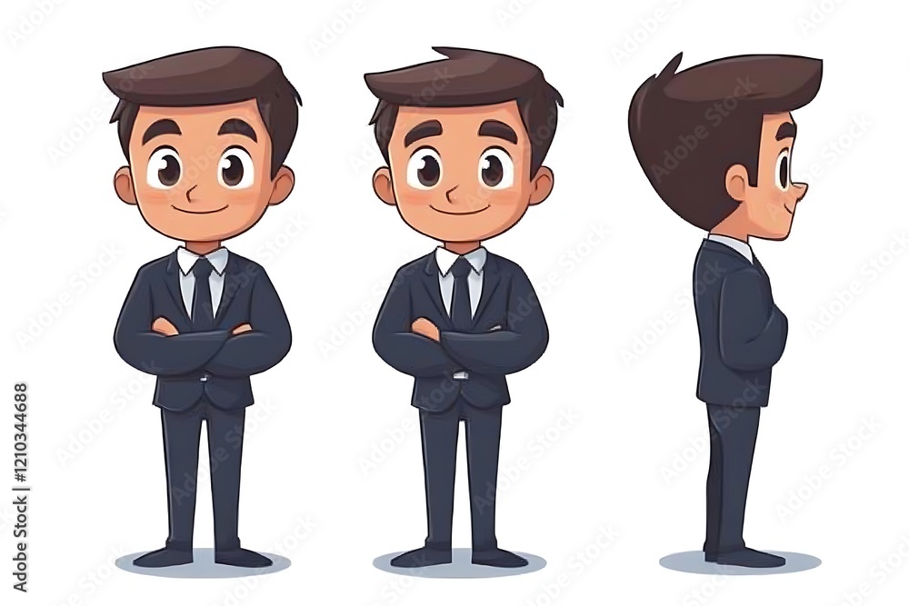 Cute Cartoon Businessman Illustration Front View Cute Cartoon Businessman Illustration Front View