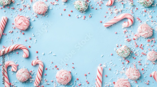 Festive Candy Canes and Peppermint Sweets Frame photo