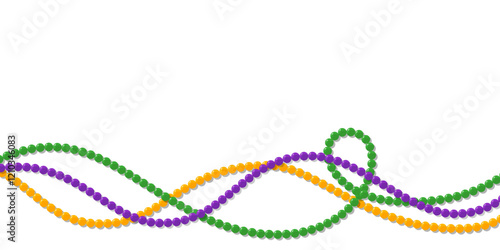 Mardi Gras Beads Background. Festive Mardi Border.