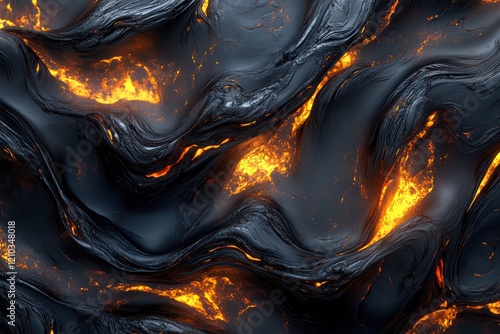 Organic, flowing textures resembling molten lava with glowing metallic undertones photo