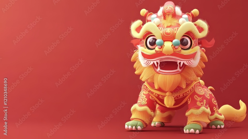 traditional dancing lion chinese new year vacation concept traditional dancing lion chinese new year vacation concept