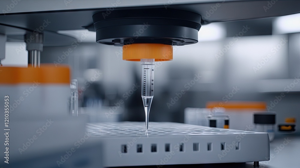 Lab Liquid Dispensing Precise automated fluid handling in a sterile lab setting for medical research Lab Liquid Dispensing Precise automated fluid handling in a sterile lab setting for medical research