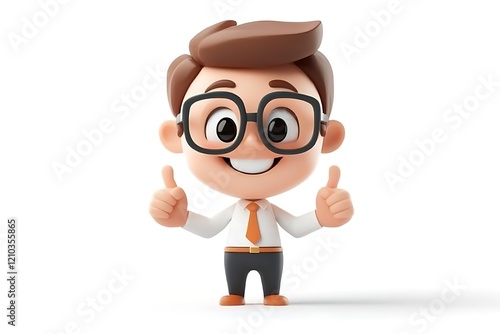 Friendly Business Mascot Thumbs Up 3D Rendering