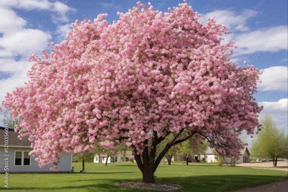 Spring Blossom: Beautiful Flowering Crabapple Tree in Minnesota Landscape Spring Blossom: Beautiful Flowering Crabapple Tree in Minnesota Landscape