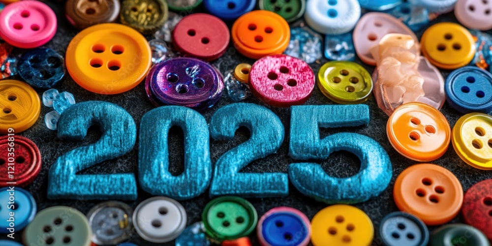 Obraz premium Vibrant Button Collage Celebrating 2016