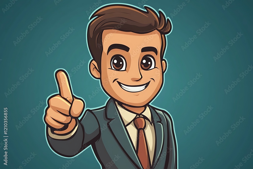 Friendly Cartoon Businessman Idea Gesture Friendly Cartoon Businessman Idea Gesture