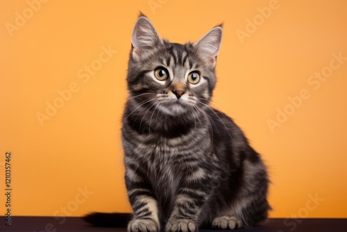 Wallpaper Mural Portrait of a cute american bobtail cat on solid color backdrop Torontodigital.ca