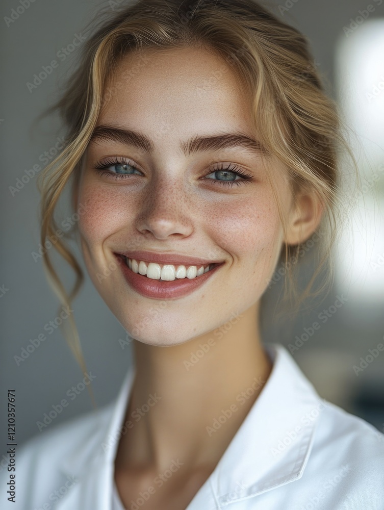 Smiling Woman with Genuine Expression, Background Blurred