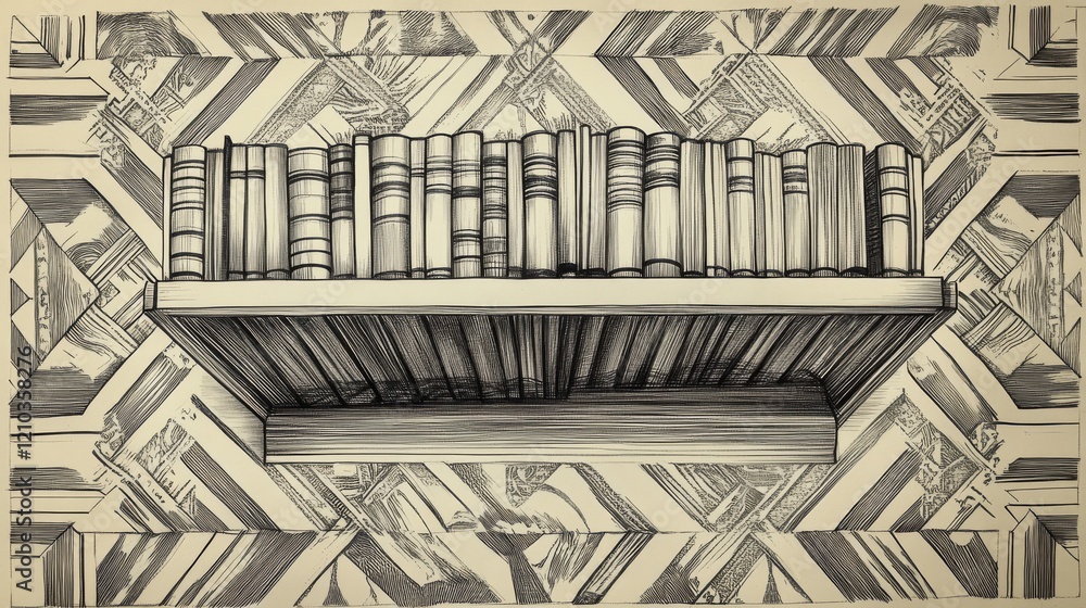 Obraz premium Seamless pattern - the sketch of a bookstand