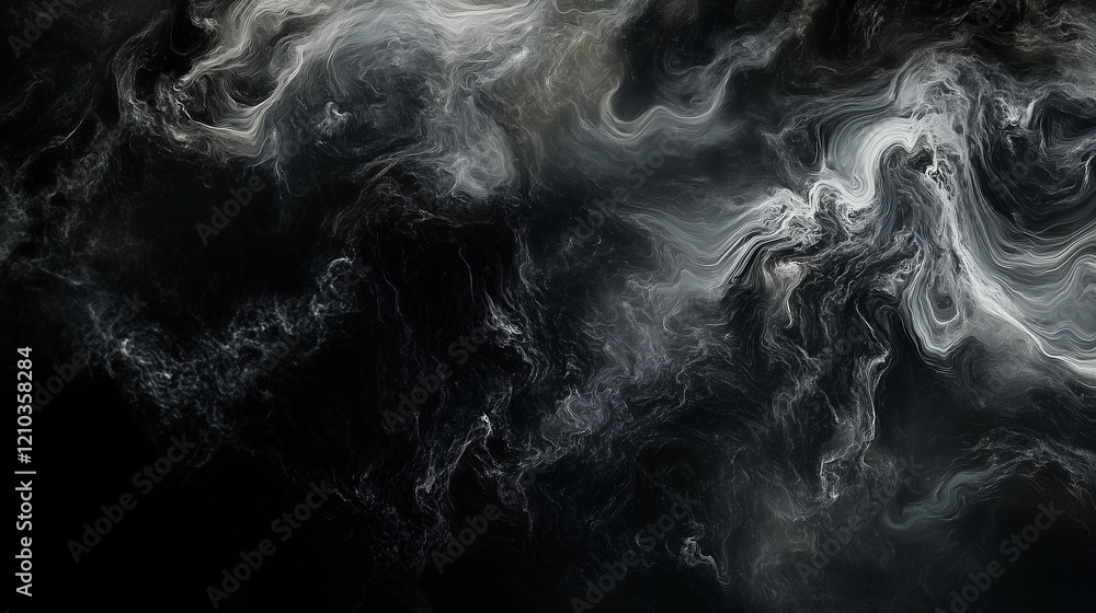 Obraz premium Abstract black and white marble texture with fluid patterns