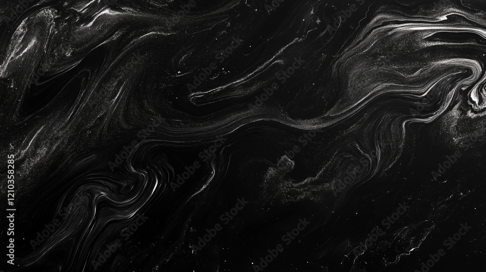 Obraz premium Dark swirling abstract texture with black and white tones