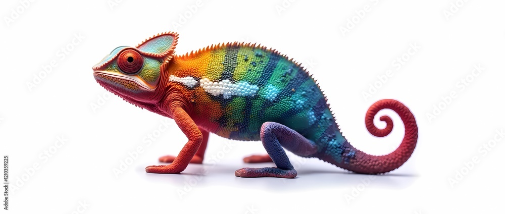 Fototapeta premium vibrant colors chameleon on white background