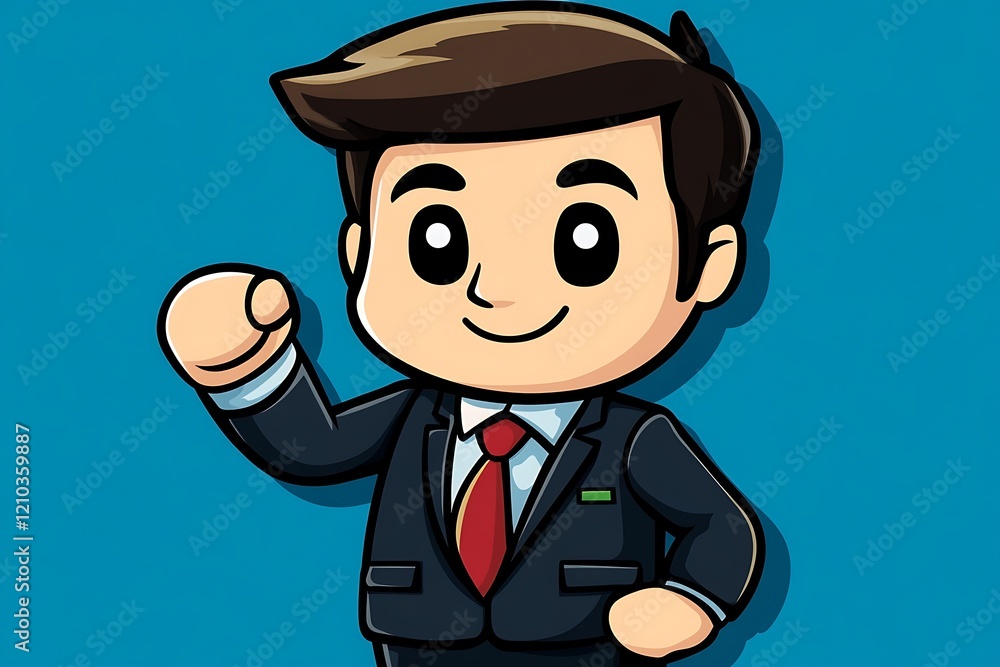 Happy Animated Business Boy Achieving Success Happy Animated Business Boy Achieving Success