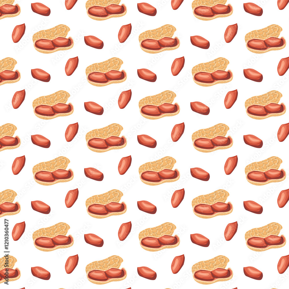 Seamless pattern peanuts in shell. For design projects, food packaging, advertising, or creating educational materials, ideal for use in food-related branding Seamless pattern peanuts in shell. For design projects, food packaging, advertising, or creating educational materials, ideal for use in food-related branding