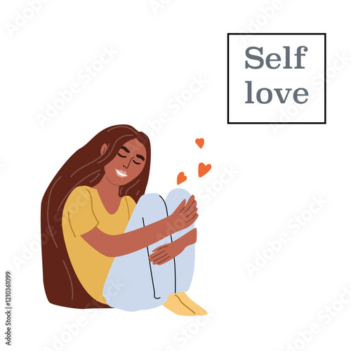 Embracing self love with a woman's joyful expression for personal wellbeing and mental health awareness.
