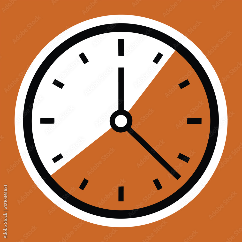 A round wall clock with bold numbers and clock A round wall clock with bold numbers and clock