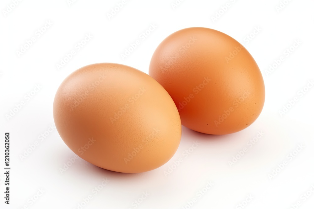 Two Organic Eggs Isolated on White Background. Perfect Ingredient for Your Healthy Food, 1 + 1 = 2 Two Organic Eggs Isolated on White Background. Perfect Ingredient for Your Healthy Food, 1 + 1 = 2