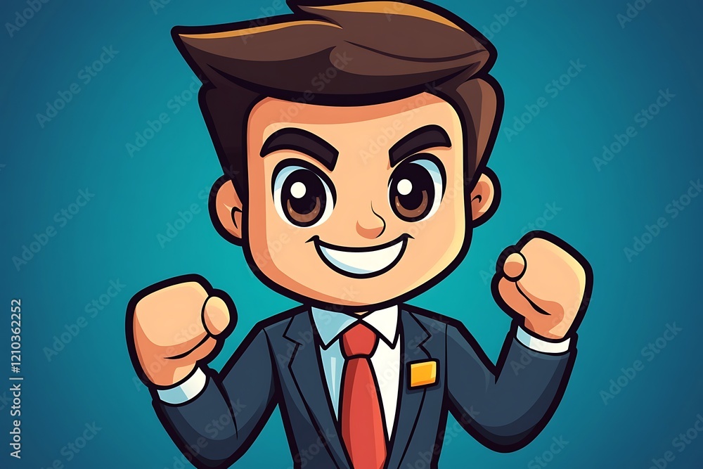 Happy Boy Illustration Triumphant Posture Happy Boy Illustration Triumphant Posture