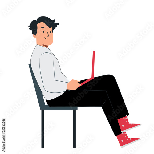 businessman sitting at desk with laptop