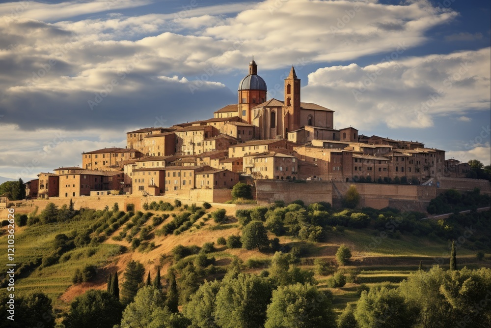 Urbino Landscape in Italy. Captivating View of Urbino, a Historic Town of Italy, in the Lush Green Landscape of Europa Urbino Landscape in Italy. Captivating View of Urbino, a Historic Town of Italy, in the Lush Green Landscape of Europa