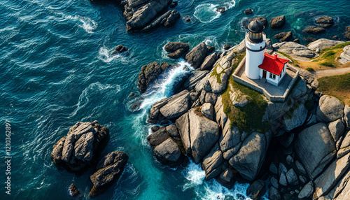 Picturesque lighthouse on a rocky coast