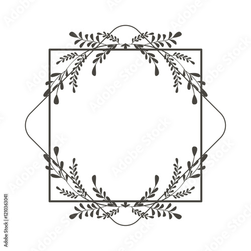 geometric floral frame leaves