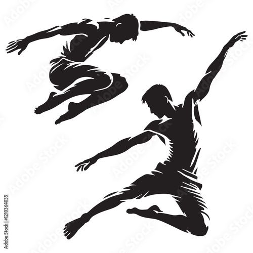 Compact set of jumping man silhouette digital art for designers looking for quick and impactful visuals - man jumping vector set - man jumping illustrations set
