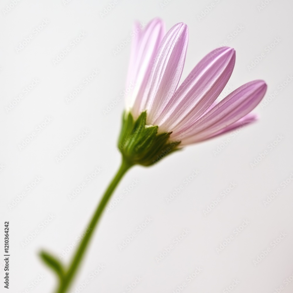 Pink flower, stem, close-up, studio shot, light background, botanical, nature Pink flower, stem, close-up, studio shot, light background, botanical, nature