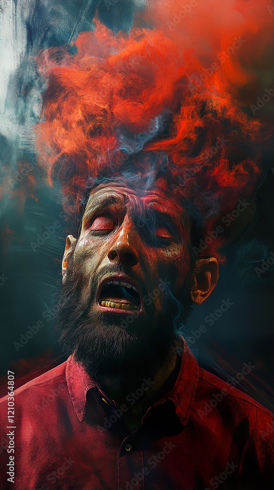 Crimson Haze: A Surreal Portrait of Inner Turmoil Crimson Haze: A Surreal Portrait of Inner Turmoil