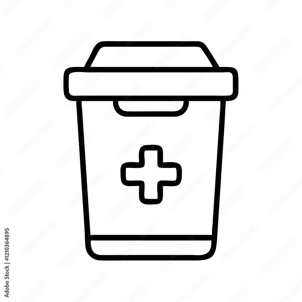 Obraz premium medical waste bin icon, medical waste bin line art - simple line art of medical waste bin, perfect for medical waste bin logos and icons