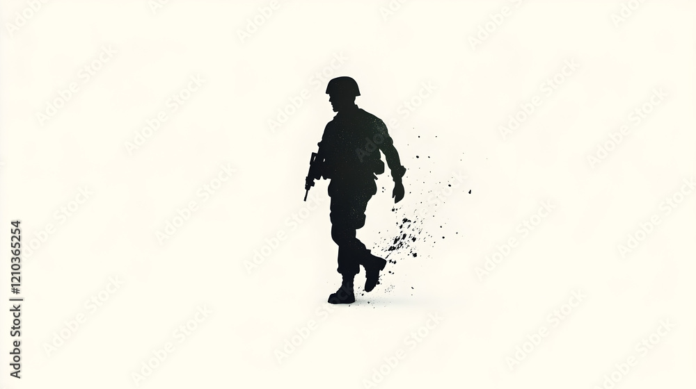 Obraz premium An abstract design of a soldier marching, symbolizing the strength and discipline of the military. Soldier march minimalist.