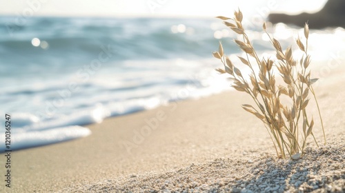 Wallpaper Mural a plant growing out of the sand on a beach Torontodigital.ca