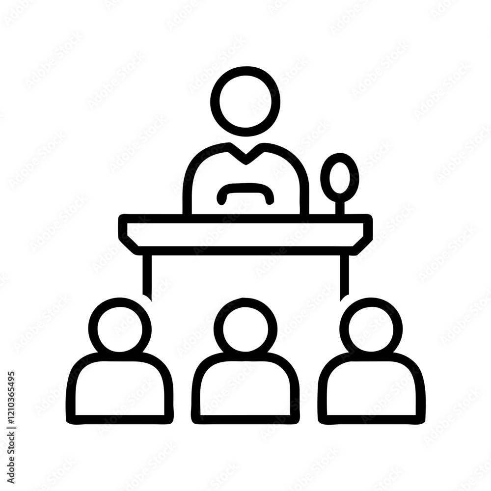 meeting speaker icon, meeting speaker line art - simple line art of meeting speaker, perfect for meeting speaker logos and icons meeting speaker icon, meeting speaker line art - simple line art of meeting speaker, perfect for meeting speaker logos and icons
