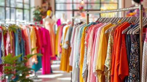 Wallpaper Mural Colorful clothes rack display in bright boutique, retail inspiration Torontodigital.ca
