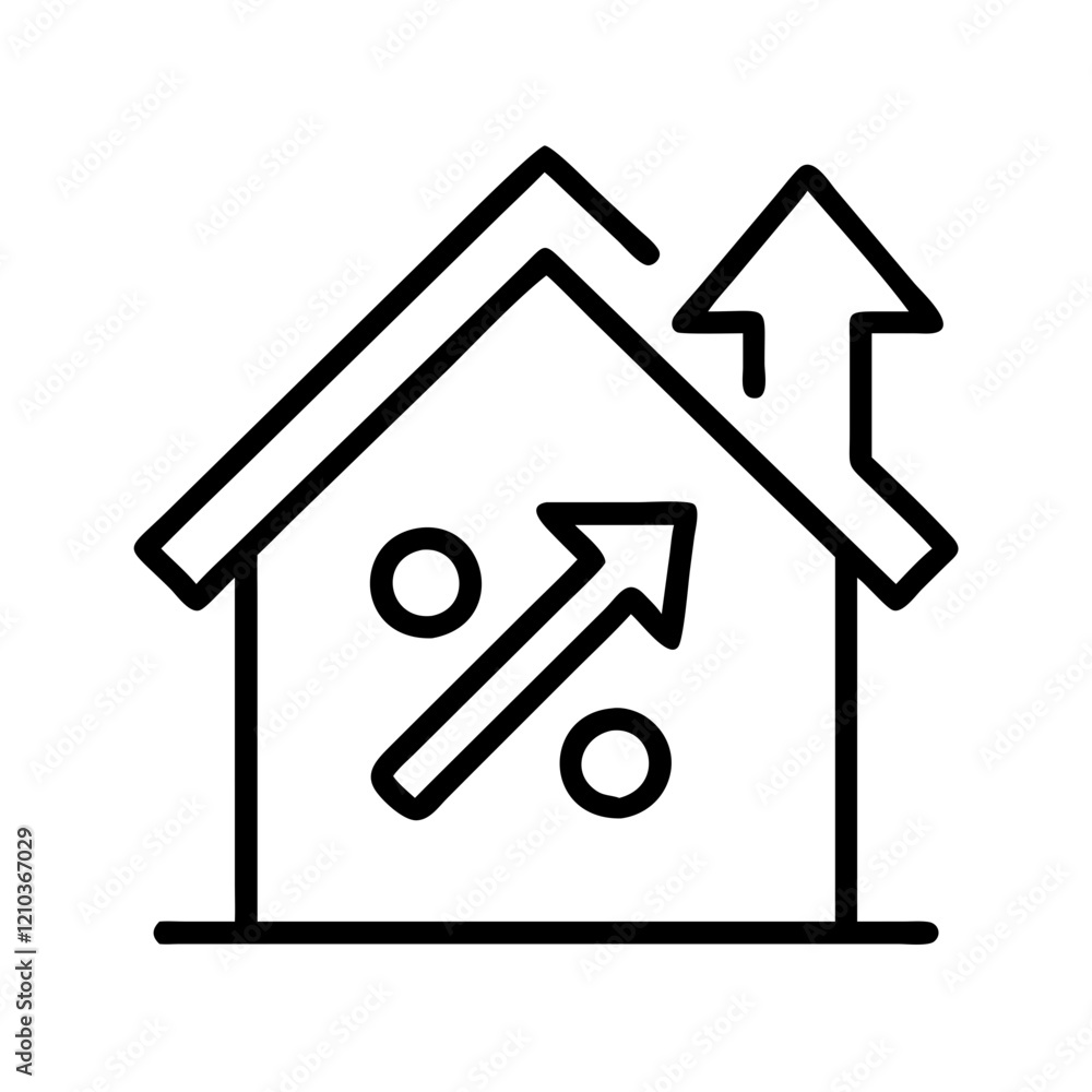 mortgage rates rising icon, mortgage rates rising line art - simple line art of mortgage rates rising, perfect for mortgage rates rising logos and icons mortgage rates rising icon, mortgage rates rising line art - simple line art of mortgage rates rising, perfect for mortgage rates rising logos and icons
