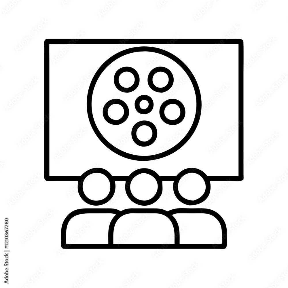 movie night icon, movie night line art - simple line art of movie night, perfect for movie night logos and icons movie night icon, movie night line art - simple line art of movie night, perfect for movie night logos and icons