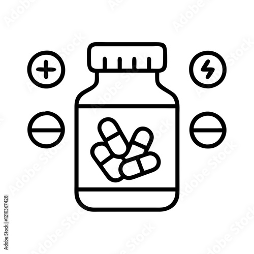 multivitamin icon, multivitamin line art - simple line art of multivitamin, perfect for multivitamin logos and icons