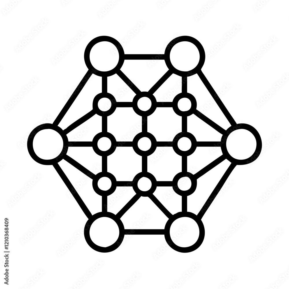 neural network icon, neural network line art - simple line art of neural network, perfect for neural network logos and icons neural network icon, neural network line art - simple line art of neural network, perfect for neural network logos and icons