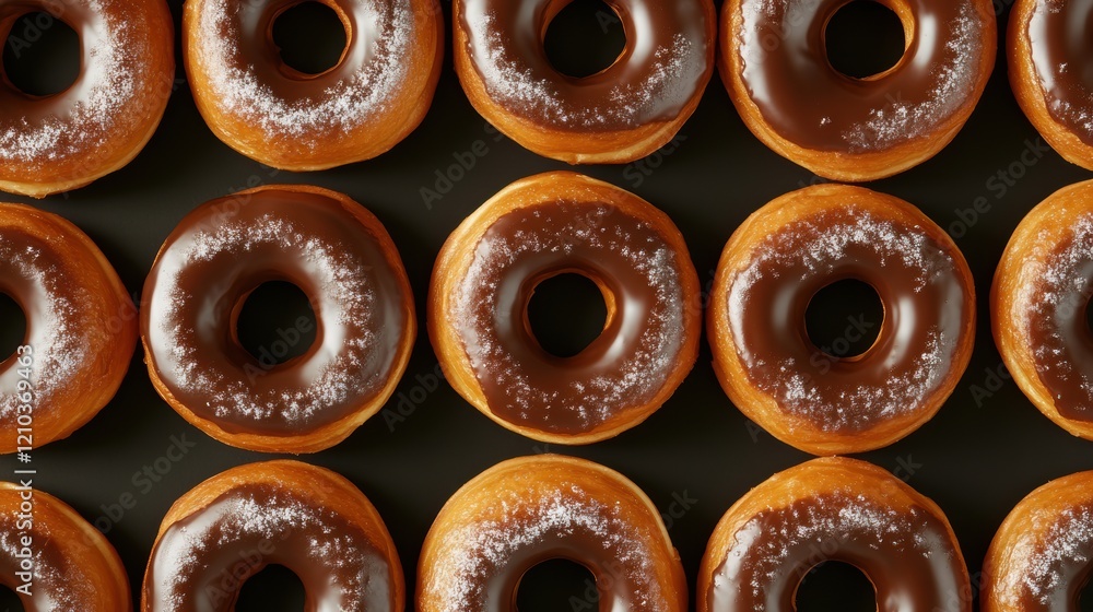 Donuts in rows in bakery ready to eaten Donuts in rows in bakery ready to eaten