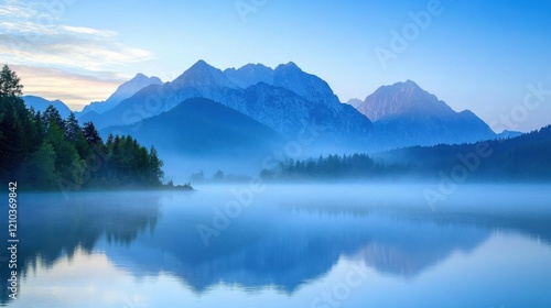 a lake with a mountain in the background
