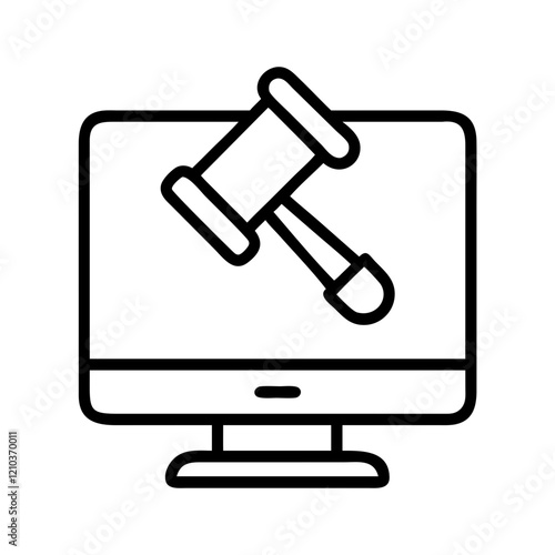 online auction icon, online auction line art - simple line art of online auction, perfect for online auction logos and icons