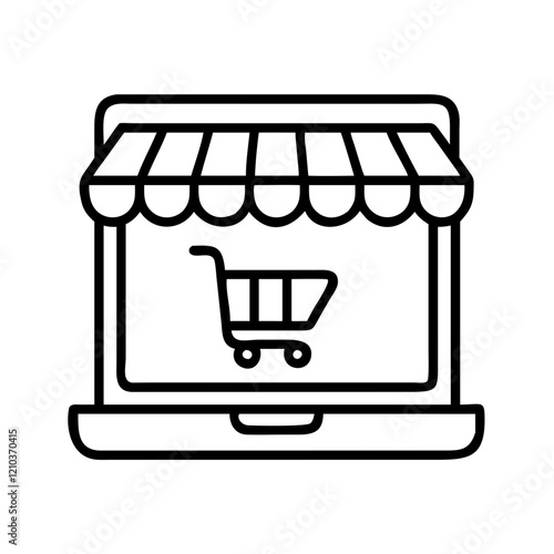 online store icon, online store line art - simple line art of online store, perfect for online store logos and icons