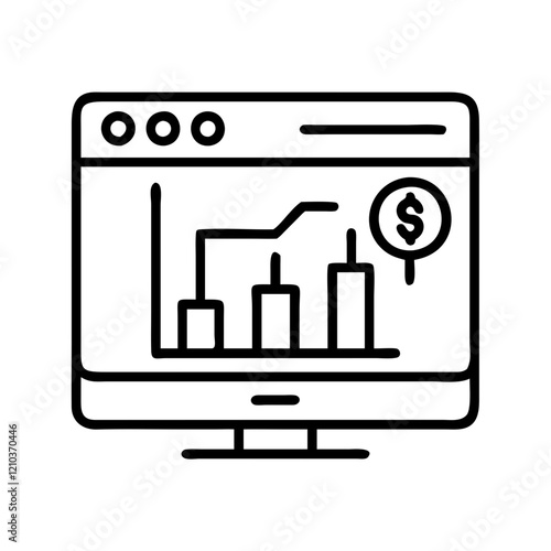 online trading icon, online trading line art - simple line art of online trading, perfect for online trading logos and icons