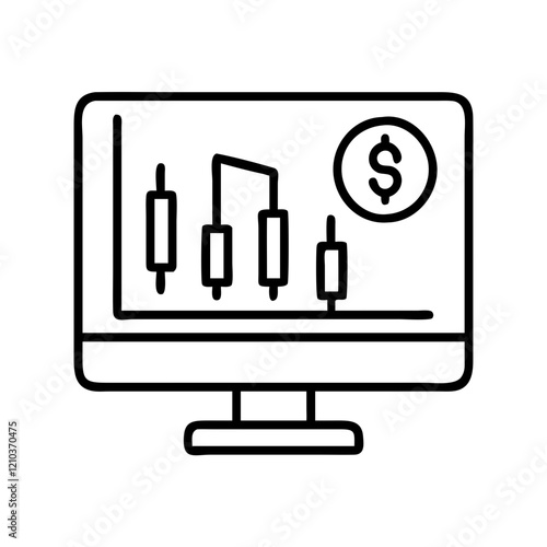 online trading icon, online trading line art - simple line art of online trading, perfect for online trading logos and icons